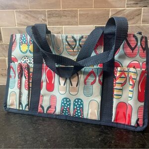 🩴 Thirty-One Large Utility Tote Flip Flop Print Beach Pool Bag
